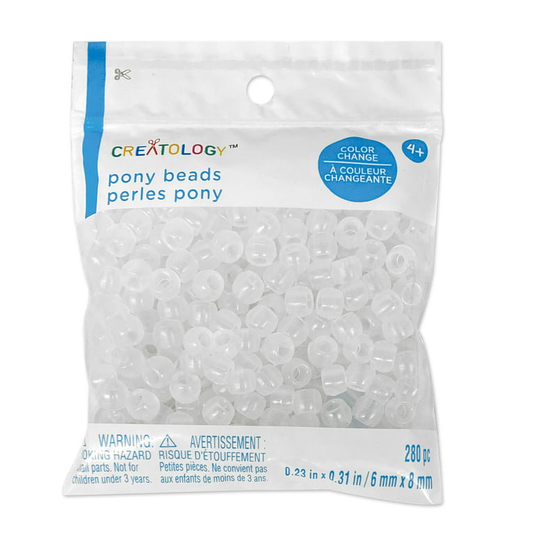 12 Packs: 280 ct. (3,360 total) Color Change Clear Pony Beads by  Creatology™, 6mm x 8mm 