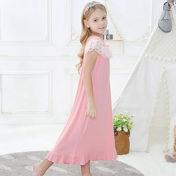 Girls Modal Nightgowns Summer Sleeveless Sleepwear Comfy Princess