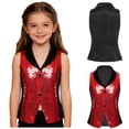 thumbnail image 5 of vastwit Kids Girls Sparkly Party Top Sequins Waistcoat Sleeveless V Neck Hip-Hop Jazz Dance Vest for Stage Performance Red 6, 5 of 6