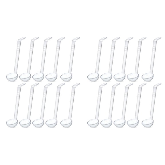 Rollbacks & More 20 Pieces 7.8Inch 1Oz Clear Small Ladle Mini for Sauce Long Handle Plastic Punch Bowl Serving Spoons
