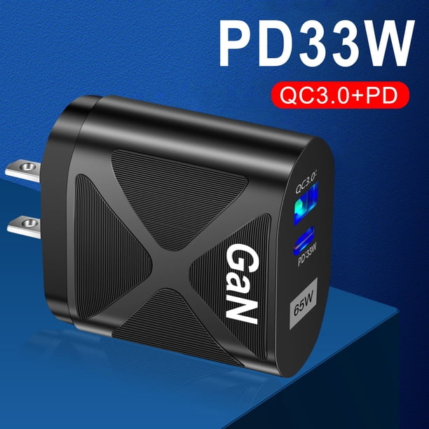 Fast Quick Charge Phone Fast Wall Charger 65W PD USB C QC3.0 Dual Fast Charging Adapter 2 Plug