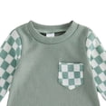 thumbnail image 5 of YDFCWXW Baby Boy Girl Checkerboard Jumpsuit Long Sleeve Pocket Onesie Bodysuit (Green, 3-6 Months), 5 of 5