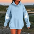 thumbnail image 2 of Kilaqueen Halloween Ghost Sweatshirts for Women Spooky Season Funny Long Sleeve Loose Fit Hooded Tops Cute Graphic Print Fall Hoodies, 2 of 5