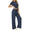thumbnail image 3 of MINTREUS Lounge Sets for Women Short Sleeve Tops Wide Leg Pants Comfy Loungewear Two Piece Outfits with Pocketed, 3 of 7