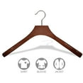 thumbnail image 4 of The Great American Hanger Company Deluxe Wooden Coat Hanger with Walnut Finish and Chrome Swivel Hook, Large Contoured Jacket Hanger with 2 Inch Wide, 4 of 4