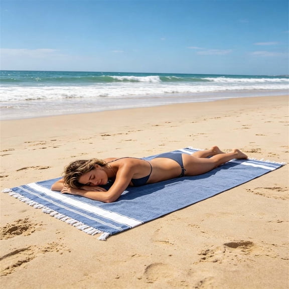 YLOMAY Modern Flat Weave Beach Towel 2026 Sand Free Quick Dry Lightweight for Pool Travel Vacation 90x180cm