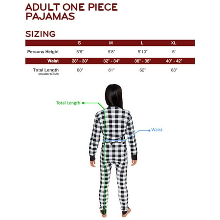 Silver Lilly Unisex Adult Plaid Thermal One Piece Union Suit Pajamas w/ Drop Seat