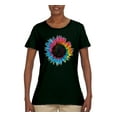 thumbnail image 2 of Wild Bobby, Colorful Tie Dye Sunflower Womens, Streetwear, Womens Graphic Tees, Forest Green, 3XL, 2 of 3