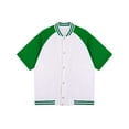 thumbnail image 3 of Eandarui Fashion Varsity Jacket for Men Short Sleeve Press Button Baseball Bomber Jackets Casual White&Green L, 3 of 7