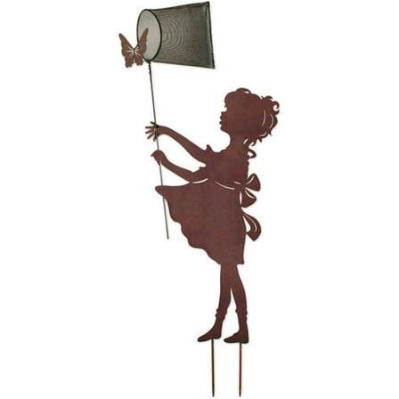 Sunset Vista 93438 Silhouette Girl Garden Stake, 34-inch, Brown