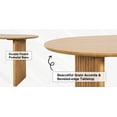 thumbnail image 4 of MAYEERTY 67"×33.5"×30" Natural Wood Oval Dining Table - Flat Striped Legs, Simple Home Dining Choice, 4 of 4