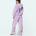 thumbnail image 4 of Bow Sweat Sets Bow Hoodie and Sweatpants Set for Women Women's 2 Piece Outfits Bow Trim Print Hoodie Sweatsuit Sets Oversized Sweatshirt Wide Leg Sweatpants With Pockets, Purple-XXL, 4 of 6
