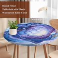 thumbnail image 3 of Modern Blue Round Tablecloth 55-60 Inch Round Fitted Table Cloth with Elastic Edge, Abstract Art Moire Contemporary Waterproof Table Cover Protector for Outdoor Picnic Party Dining, 3 of 6