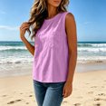 thumbnail image 4 of WRFWUL Womens Cotton Linen Tank Tops Crewneck Sleeveless Double Pocket Blouses Casual Loose Fit Summer Beach Vacation Shirts, 4 of 7