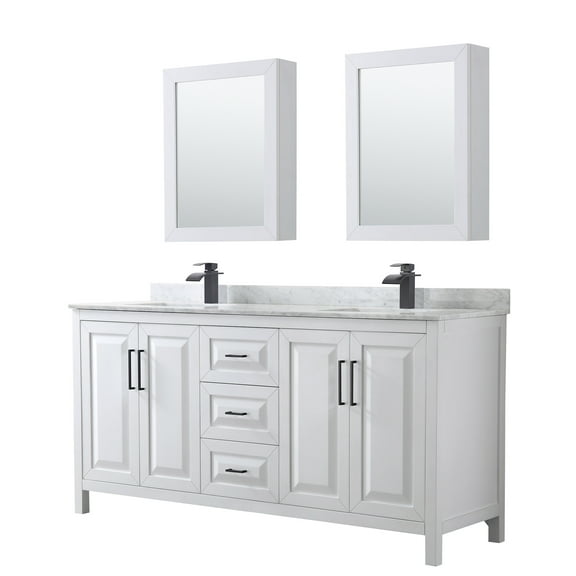 Wyndham Collection WCV252572DWBCMUNSMED Daria 72" Free Standing Double Vanity Set - White
