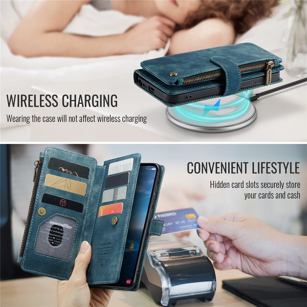 CaseMe Case for Samsung Galaxy S26 Ultra 5G Wallet Case for Women Men, Fashion Durable PU Leather Magnetic Flip Lanyard Strap Wristlet Zipper Card Holder Wallet Phone Case for Galaxy S26 Ultra 6.9"