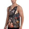 thumbnail image 2 of Gukieu Moonlit Crow Blossoms Print Men's Quick Dry Fitness Vest, Round Neck Sleeveless Fitness Bodybuilding Top-Small, 2 of 7