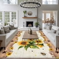 thumbnail image 4 of Rectangle Area Rug 5x8ft,Country Star Sunflower Bee Washable Carpet Non-Slip Runner Accent Rugs Indoor Floor Mat for Bedroom Living Room Decor,Vintage Brown Wood Grain, 4 of 9
