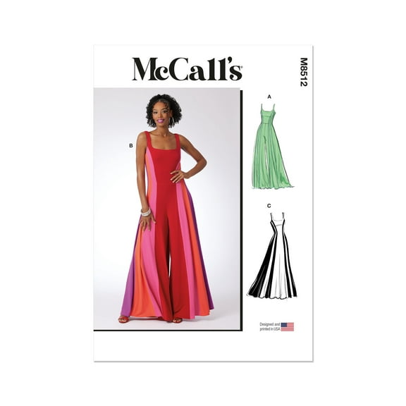 McCall's Sewing Pattern 8512 - Misses' Knit Jumpsuits and Dress, Size: D5 (4-6-8-10-12)