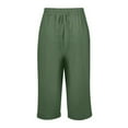 thumbnail image 6 of Jxximdong Cargo Shorts for Women, Linen Shorts Knee Length Shorts Drawstring Elastic Waist Shorts Loose Athletic Beach Shorts, Green Women's Casual Shorts, 6 of 6