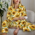 thumbnail image 6 of Fotbe Sunflowers Pattern Long Sleeve Pajama Set for Women,Sleepwear Set,2-piece Loungewear Set,Soft PJs Comfy Nightwear with Pockets -X-Large, 6 of 7