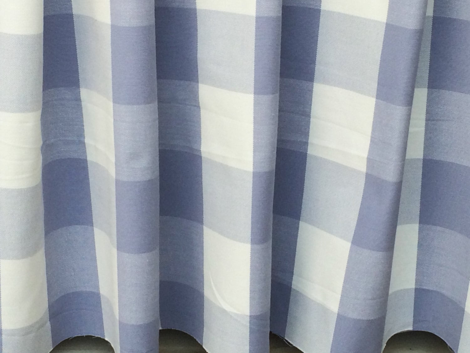 Fabric Mart Direct Blue Bell, White Cotton Fabric By The Yard, 55 inches or 140 cm width, 1 Yard Blue Cotton Fabric, Gingham Checks, Upholstery Drapery Shower Curtain Wholesale Fabric