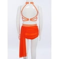thumbnail image 4 of Doomiva Kids Girls 2-Piece Lyrical Dance Dress Strappy Crisscross Crop Tops with Mesh Briefs Set Ballet Dance Outfits Orange 12, 4 of 7