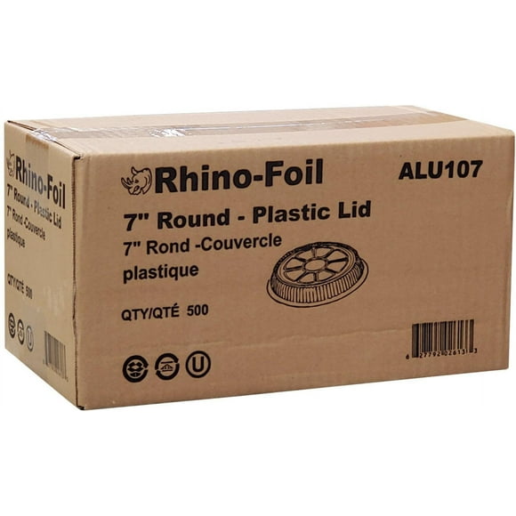 Rhino-Foil 7 inches Round Plastic Dome Lids - Pack of 500 - Ideal for Food Service and Catering (500ct)