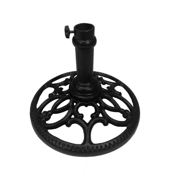 18" Round Black Filigree Designed Cast Iron Patio Umbrella ...