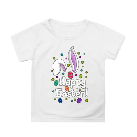 MUXiin Easter Shirts for Toddler Girls Cute Graphic Short Sleeve Tee for Toddler Trendy Easter Day Pullover Tops Girls Tops Tees & Blouses Easter Gifts for Kids(White 10-11 Years)