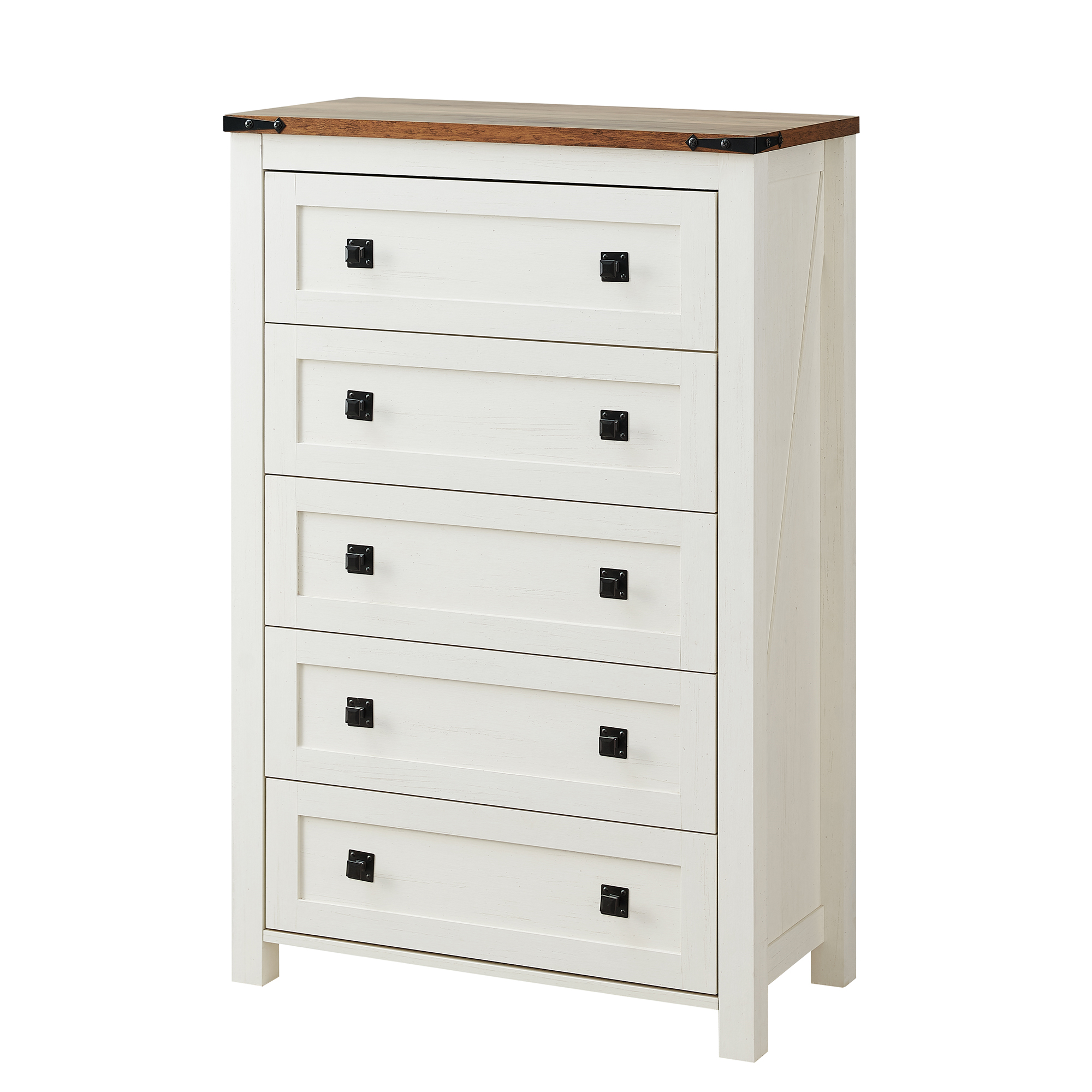 Keywhat Farmhouse 5 Drawer Dresser for Bedroom, Chest of Drawers Wood Organizer for Living Room, Antique White