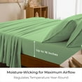 thumbnail image 4 of Mellanni 4-Piece Iconic California King Bedsheet Set - Microfiber, 16" Deep Pocket, Cooling, Wrinkle, Fade, Stain Resistant, Pistachio, 4 of 7