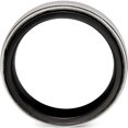thumbnail image 2 of Black Ti & Sterling Silver Satin & Polished Milgrain Band, 2 of 5