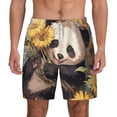 thumbnail image 2 of Picia Clear Sky Cute Sunflower Panda pattern Mens Swim Trunks with Compression Liner Stretch Beach Shorts Quick Dry with Zipper Pockets No-Chafing Board Shorts-Small, 2 of 9