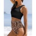 thumbnail image 3 of Conjunto de bikini para mujer, cintura alta, estampado floral, traje de baño de dos piezas con lazo lateral, 3 of 5