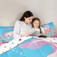 thumbnail image 5 of Feelyou Kawaii Pink Axolotl Queen Comforter Set for Girl, Magic Sealife Lover Bedding Sets, Ocean Coral Reversible Bedding Comforter Set, Microfiber Bedroom Decor, 3pcs, 5 of 8