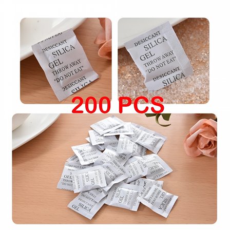 BANIRO 200 Packs 1g Silica Gel Packets, Indicating Desiccant Packets Moisture Absorber Dehumidifier