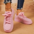 thumbnail image 3 of Platform Fashion Sneakers for Women 2025 Casual Leather Lace up Chunky Walking Flats Spring Fall Shoes, 3 of 7