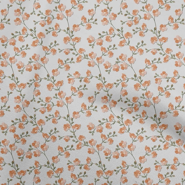 oneOone Polyester Spandex Brown Fabric Floral Sewing Material Print Fabric By The Yard 56 Inch Wide