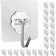 thumbnail image 1 of Adhesive Hooks Kitchen Wall Hooks- 24 Packs Heavy Duty 13.2lbNail Free Sticky Hangers with Stainless Hooks Reusable Utility Towel Bath Ceiling Hooks, 1 of 4