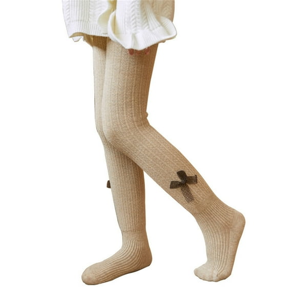 Gibobby Little Kids Winter Tights Thick Cotton Solid Leggings School Uniform Warm Stockings for Girls(Khaki,12-24 Months)