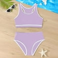 thumbnail image 5 of Hessimy Girls Swimsuit 2-Piece Halter Tankini Set Beach Sport Bathing Suit UPF 50+ Swimwear（Purple,7-8 Years), 5 of 8