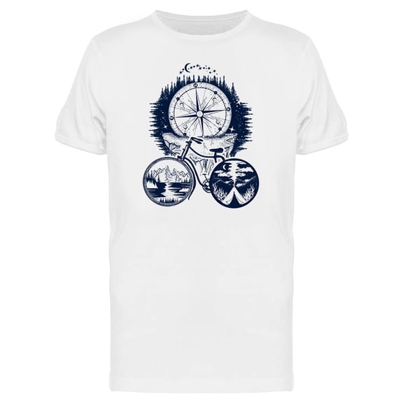 Bicycle And Mountains Tattoo Tee Men's -Image by Shutterstock