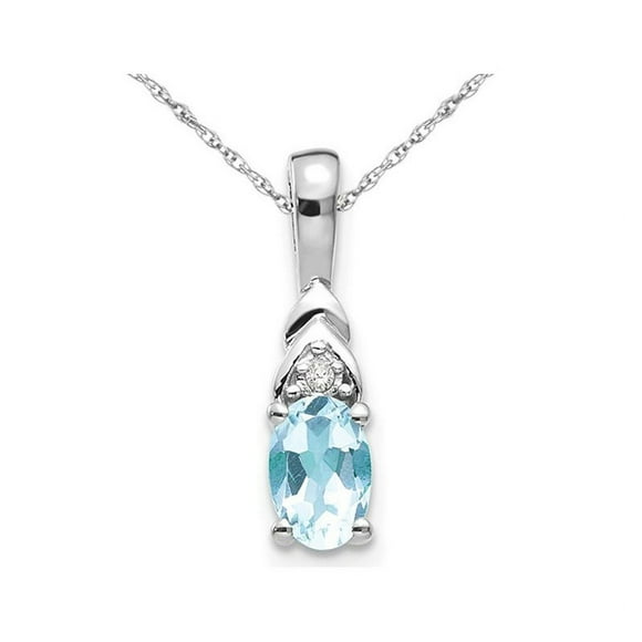 1/3 Carat (ctw) Light Natural Aquamarine Drop Pendant Necklace in 14K White Gold with Chain