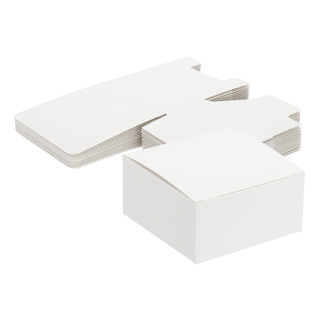 Cajas de regalo Uxcell con tapas, 15 Pcs 10x10x5 cm Cajas de papel Kraft blancas