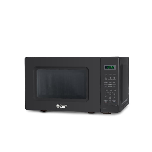 COMMERCIAL CHEF Microondas de 0.7 pies cúbicos con 10 niveles de potencia, microondas de 700 W con pantalla digital, microondas de encimera con cerradura de puerta de seguridad para niños, programable
