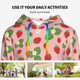 thumbnail image 4 of Salouo Strawberries Pattern Hoodie Sweatshirts for Women, Autumn Pullover Hoodie Workout Sweat Women's Long Sleeve Preppy Sweatshirts-Small, 4 of 7