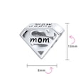 thumbnail image 3 of Bling Jewelry Womens Mother's Day SUPER MOM Charm Bead Sterling Silver Fits European Bracelet, 3 of 3