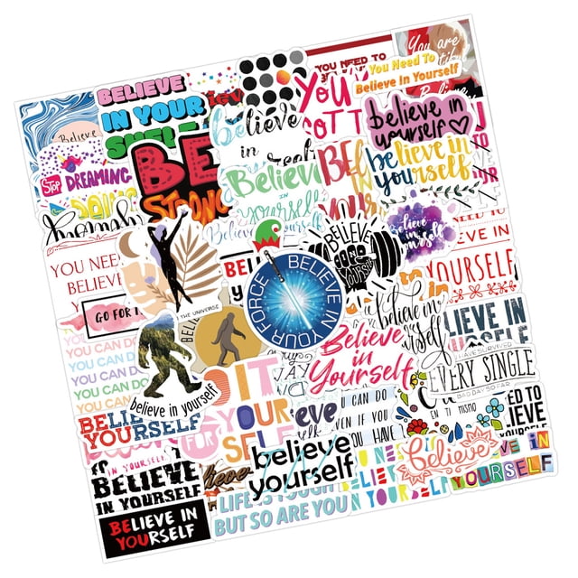 Bearachild 50 Uds. Pegatinas de grafiti con frases inspiradoras en inglés, pegatinas impermeables para maleta, portátil, Scooter, refrigerador, Decoración del hogar Creer en ti mismo