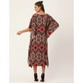 thumbnail image 3 of Moomaya Women's Printed Viscose Kaftan Dress, Round Neck, Asymmetric Hem Midi Dress, 3 of 8